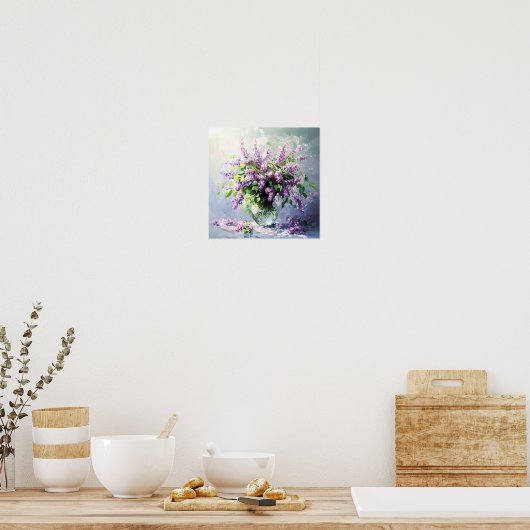 Lavendel blühender Fliederstrauß Poster (Küche)