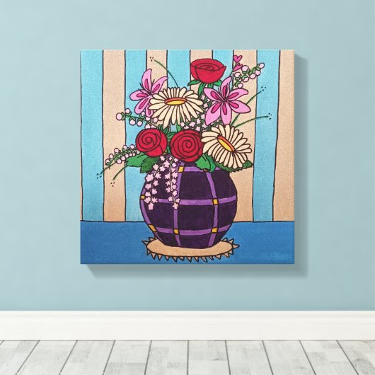 Lavendel Blume 2 Stretchierte Canvas drucken Leinwanddruck (Insitu (Holzboden))