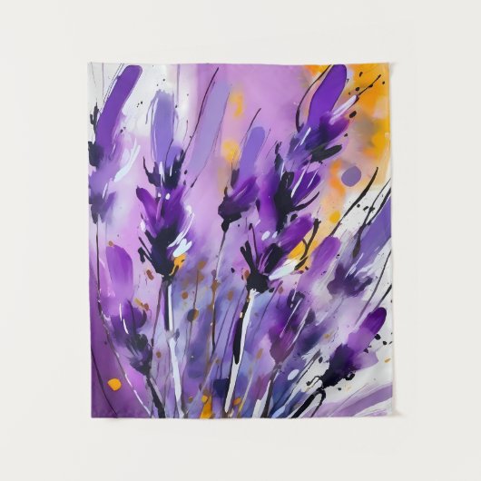 Lavendel Blume Abstrakt Art Blumenstrauß Wandteppich (Vorderseite)