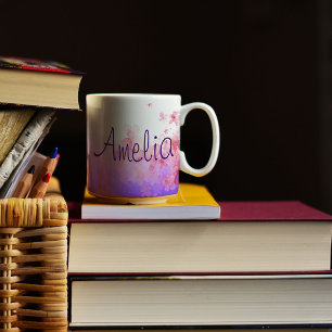 Lavendel Blume Aquarellkaffee Tasse