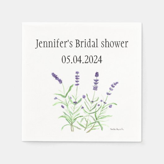 Lavendel Blume Aquarellkräuter Brautparty Serviette (Vorderseite)