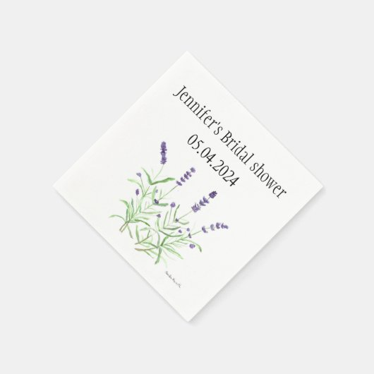 Lavendel Blume Aquarellkräuter Brautparty Serviette (Ecke)