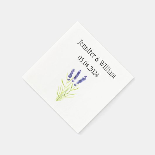 Lavendel Blume Aquarellkräuter lila Hochzeit Serviette (Ecke)