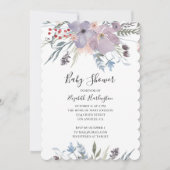 Lavendel Blume Babydusche. Sommer lila blumenreich Einladung (Vorderseite)