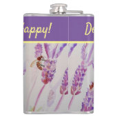 Lavendel Blume Bee Happy Lila nicht beunruhigen Flachmann (Rückseite)
