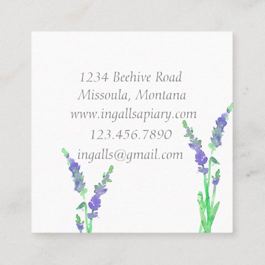 Lavendel Blume Bienen Wildblume Honig Quadratische Visitenkarte (Rückseite)