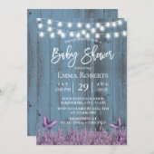 Lavendel Blume Butterfly Blue Baby Dusche Einladung (Vorne/Hinten)