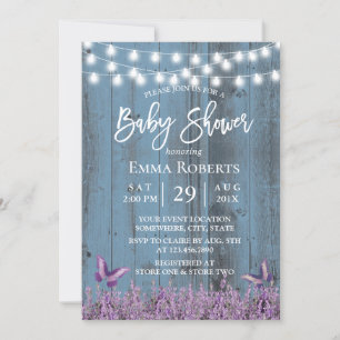 Lavendel Blume Butterfly Blue Baby Dusche Einladung