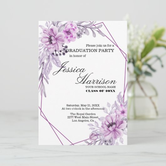 Lavendel-Blume Einladung (Stehend Vorderseite)