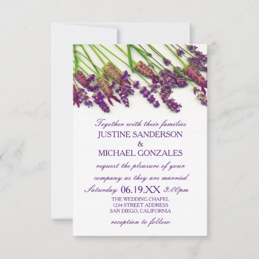 Lavendel-Blume - Einladung zur Hochzeit 3x5 (Vorderseite)