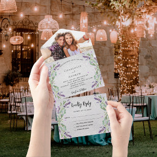 Lavendel Blume Foto Hochzeit All In One Einladung