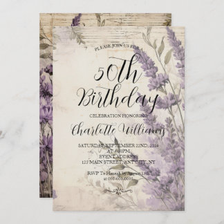 Lavendel Blume Frauen 50. Geburtstag Einladung