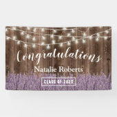 Lavendel Blume Graduation Party Rustikales Barnhol Banner (Horizontal)
