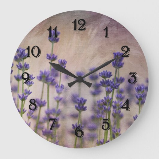 Lavendel-Blume Große Wanduhr (Vorderseite)