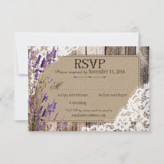 Lavendel-Blume Holzspitze RSVP-Karte RSVP Karte (Vorderseite)