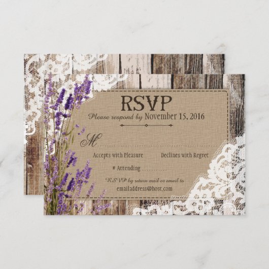 Lavendel-Blume Holzspitze RSVP-Karte RSVP Karte (Vorne/Hinten)