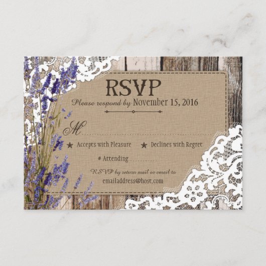 Lavendel-Blume Holzspitze RSVP-Karte RSVP Karte (Vorderseite)