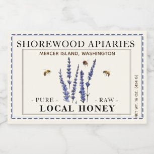 Lavendel Blume Honig 3 x 2 Bienen gestrichelte Gre Lebensmitteletikett