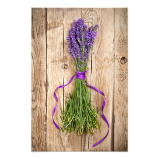 Lavendel-Blume im Holztisch-Hintergrund Fotodruck