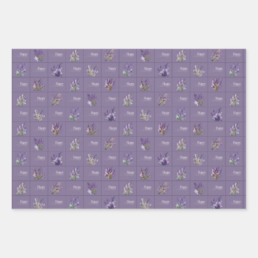 Lavendel-Blume im Lila Hintergrund Geschenkpapier Set (Vorderseite 3)