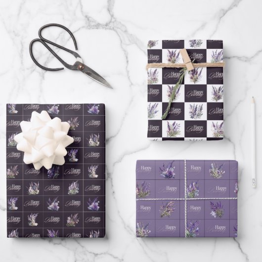 Lavendel-Blume im Lila Hintergrund Geschenkpapier Set (Vorderseite)