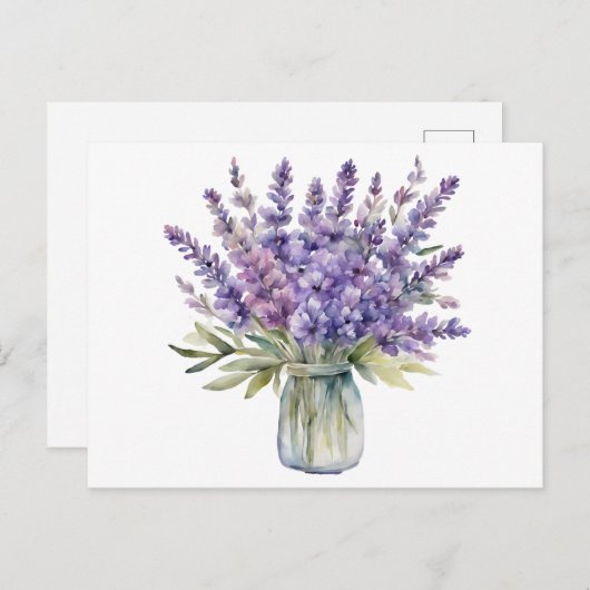Lavendel-Blume in Jar-Wasserfarbe Postkarte (Vorne/Hinten)