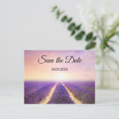 Lavendel Blume Land Save the Date Postkarte (Stehend Vorderseite)