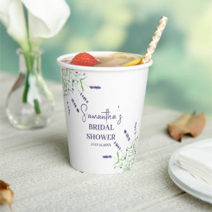 Lavendel Blume Lila Aquarellfarben-Brautparty Pappbecher