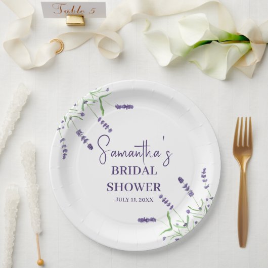 Lavendel Blume Lila Aquarellfarben-Brautparty Pappteller (Hochzeit)