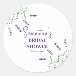 Lavendel Blume Lila Aquarellfarben-Brautparty Runder Aufkleber