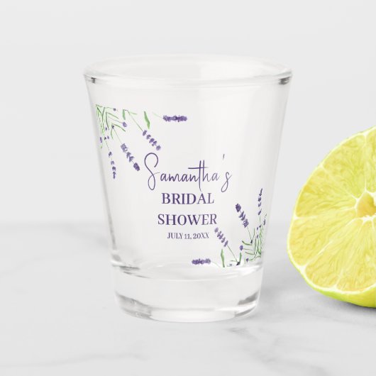Lavendel Blume Lila Aquarellfarben-Brautparty Schnapsglas (Vorderseite)