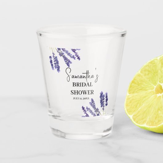 Lavendel Blume Lila Aquarellfarben-Brautparty Schnapsglas (Vorderseite)
