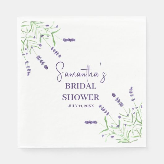 Lavendel Blume Lila Aquarellfarben-Brautparty Serviette (Vorderseite)