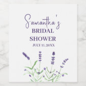Lavendel Blume Lila Aquarellfarben-Brautparty Weinetikett (Einzelnes Label)
