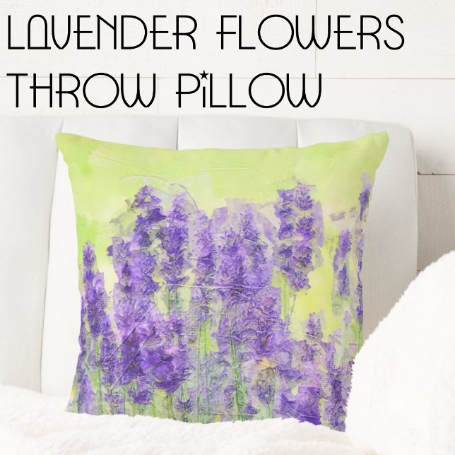 Lavendel Blume Lila Lilac Floral Kissen (lavender Flowers Square Throw Pillow. Spring and Easter Decor inspiration.)