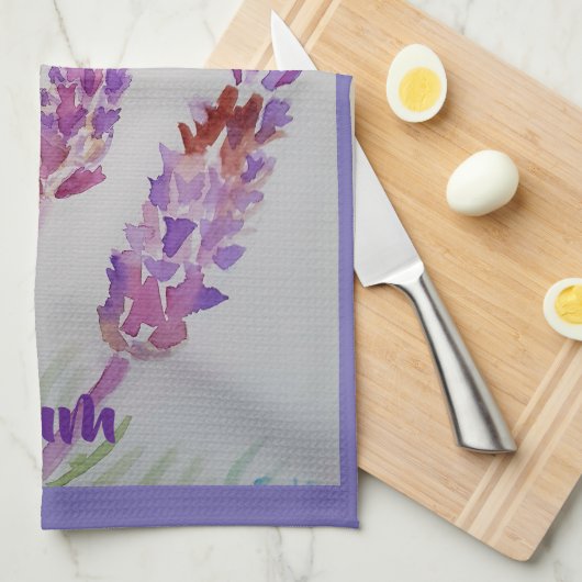 Lavendel Blume Lila Wasserfarbe und Bienenteppich Geschirrtuch (Viertel Falte)