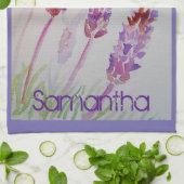 Lavendel Blume Lila Wasserfarbe und Bienenteppich Geschirrtuch (Gefaltet)