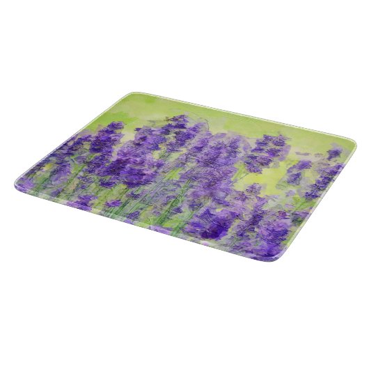 Lavendel Blume Lila Wasserfarben Schneidebrett (Ecke)