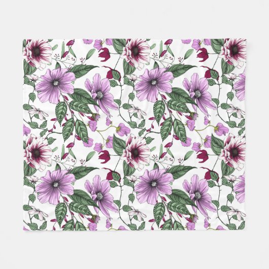 Lavendel-Blume mit grünen Blätter Fleecedecke (Vorderseite (Horizontal))