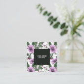 Lavendel-Blume mit grünen Blätter nahtlos pattern Quadratische Visitenkarte (Stehend Vorderseite)