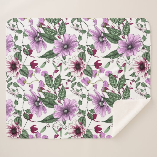 Lavendel-Blume mit grünen Blätter Sherpadecke (Vorderseite (Horizontal))