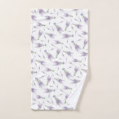 Lavendel Blume Muster Lila Bow Monogram Badhandtuch Set (Handtuch)