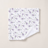 Lavendel Blume Muster Lila Bow Monogram Badhandtuch Set (Waschlappen)