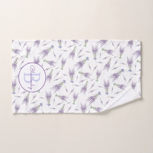 Lavendel Blume Muster Lila Bow Monogram Handtuch (Handtuch)
