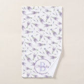 Lavendel Blume Muster Lila Bow Monogram Handtuch (Handtuch)