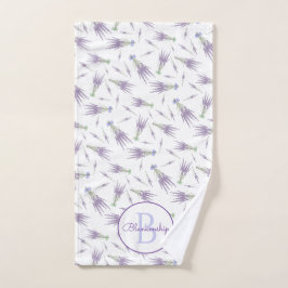 Lavendel Blume Muster Lila Bow Monogram Handtuch
