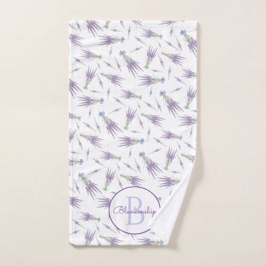 Lavendel Blume Muster Lila Bow Monogram Handtuch (Handtuch)