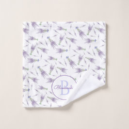 Lavendel Blume Muster Lila Bow Monogram Waschlappen