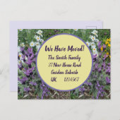 Lavendel Blume Neue Adresse Postkarte Wir bewegen (Vorne/Hinten)