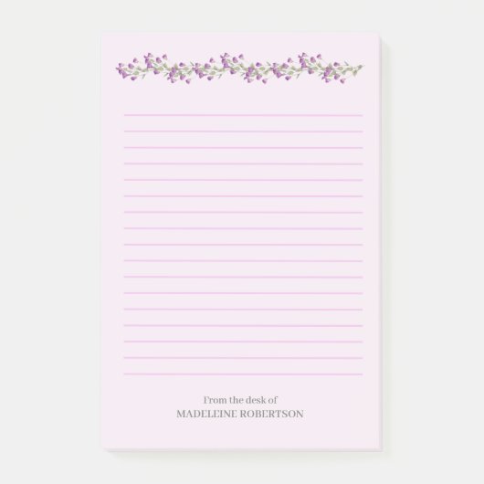 Lavendel-Blume Personalisiert mit Name Post-it N Klebezettel (Vorderseite)